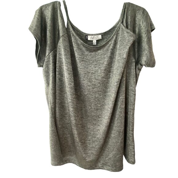 JLO Jennifer Lopez Women Off Shoulder Top Shirt Blouse Silver Gray Plus 3X - Picture 1 of 9